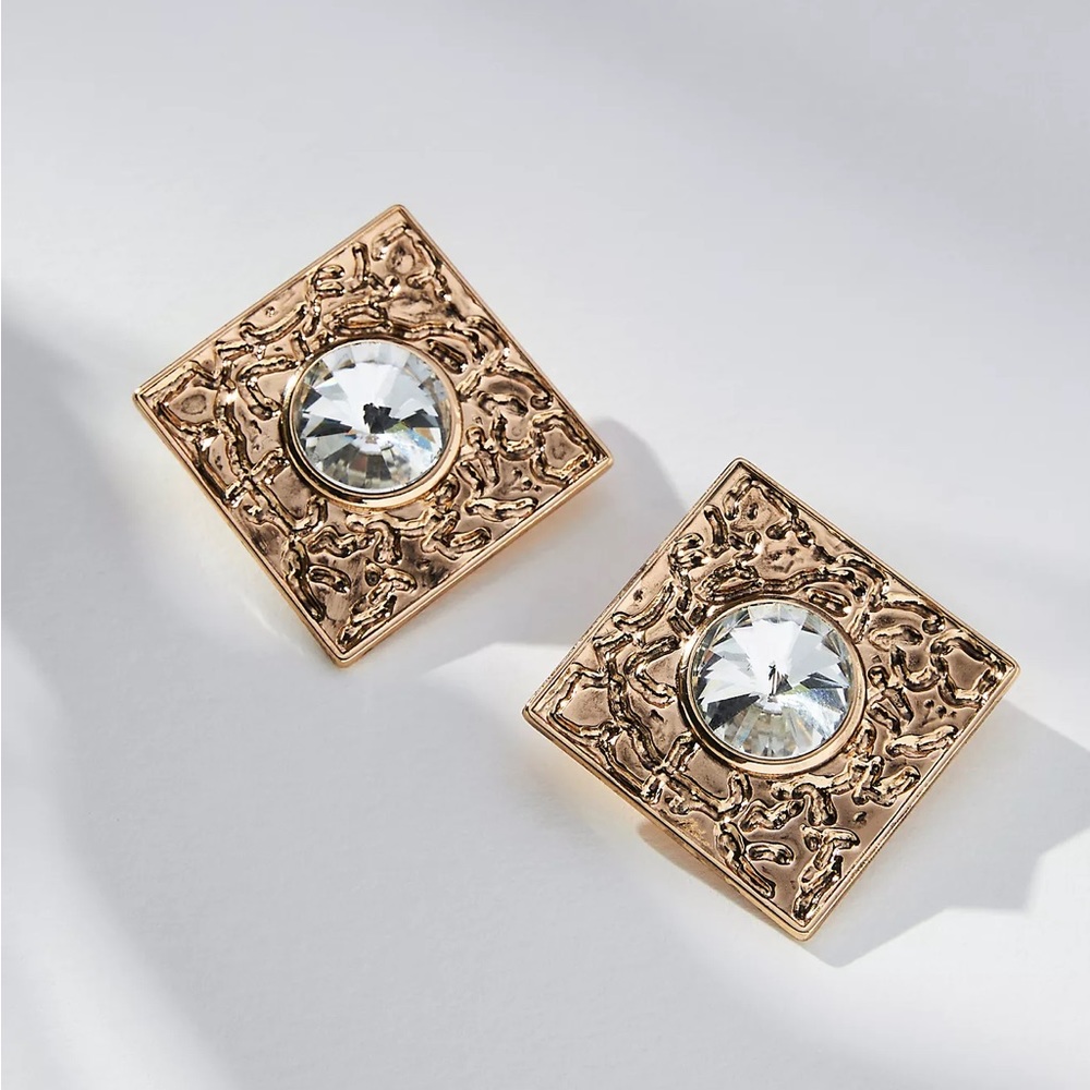 NWT Dramatic Anthropologie Restored Vintage Collection Oversized Square Earrings